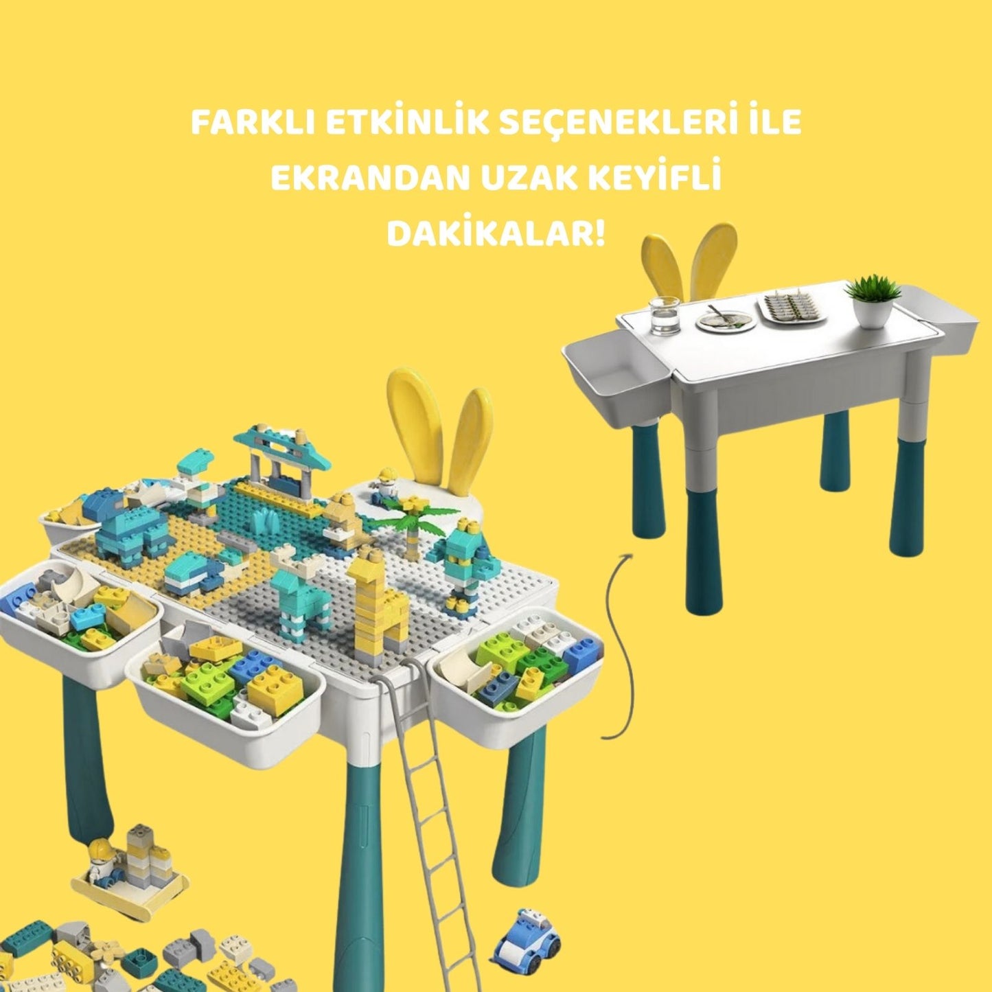 Çok Fonksiyonlu LEGO Uyumlu Çocuk Aktivite Masası